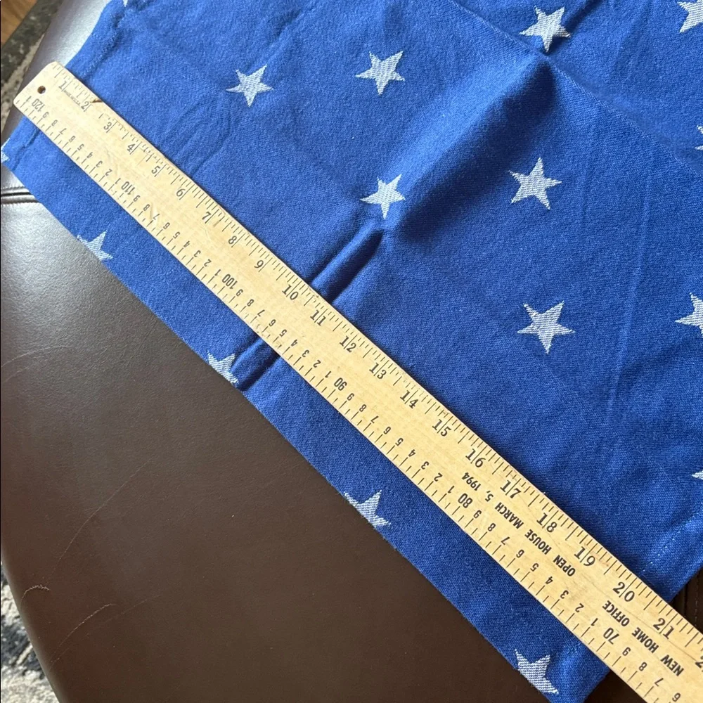 Crate & Barrel Blue White Stars & stripes Patriotic Cotton Fabric Napkins.
